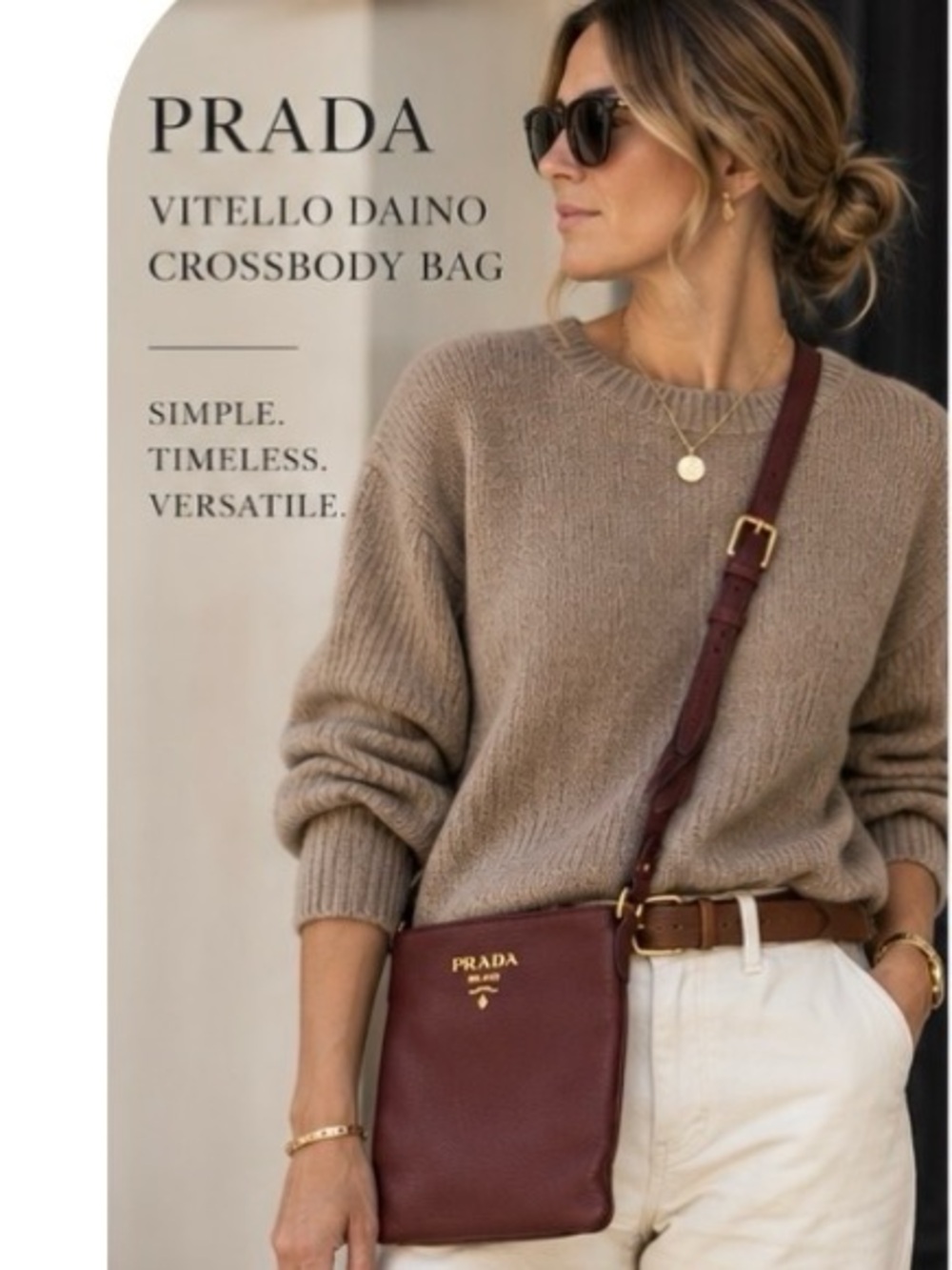 Prada Vitello Daino Bordeaux Leather Crossbody Bag